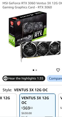 MSI GeForce RTX 3060 Ventus 3X 12G OC, Gaming Graphics Card -Refurbished