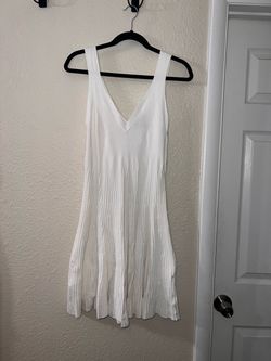 White Pleated V-Neck Mini Dress