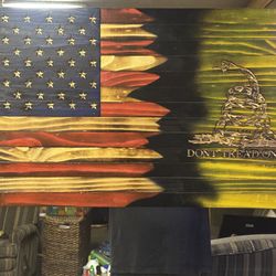 American / Gadsden flag wood