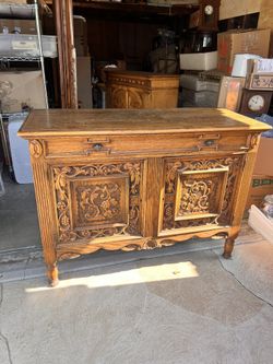 Old Solid Oak Cabinet