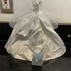 Holiday Barbie 2021 Silver & White Gown Evening Wear Dress (no Corset) & Handbag