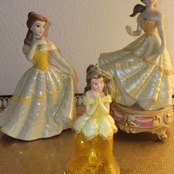 Vintage Disney Parks BELLE Porcelain Figurines/Bell - Lot of 3