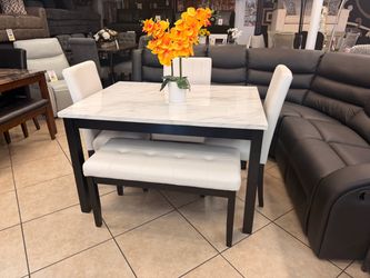 5pc dining set (1table,3 chairs,1 bench)