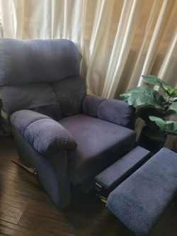 Blue Fabric Recliner Chair 2 pcs