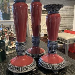 Red Candle Holder Set
