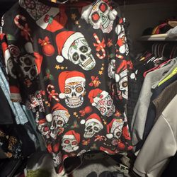 Men’s Skull Christmas Shirt Dia De Los Muertos