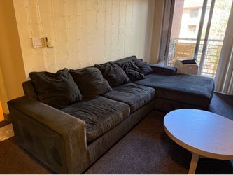 Dark Green Corduroy Sectional Sofa