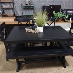 Beautiful Black Farmhouse Dining Set (New)