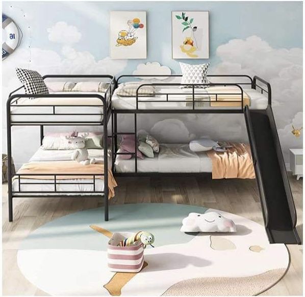 L Shaped Twin Bunk Beds for 4,