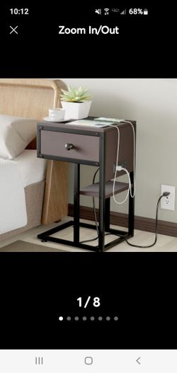 End Table with Charging Station Walnut