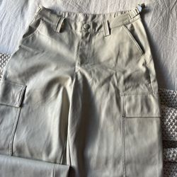 Vegan Leather Cargo Pants Cream Size Large