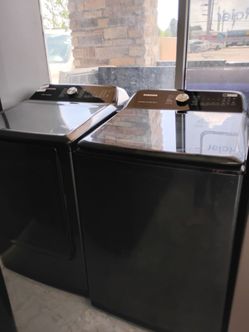 Black oversized set top load washer & gas dryer with warranty Delivery fee depends on address 🛣️🏠🛻