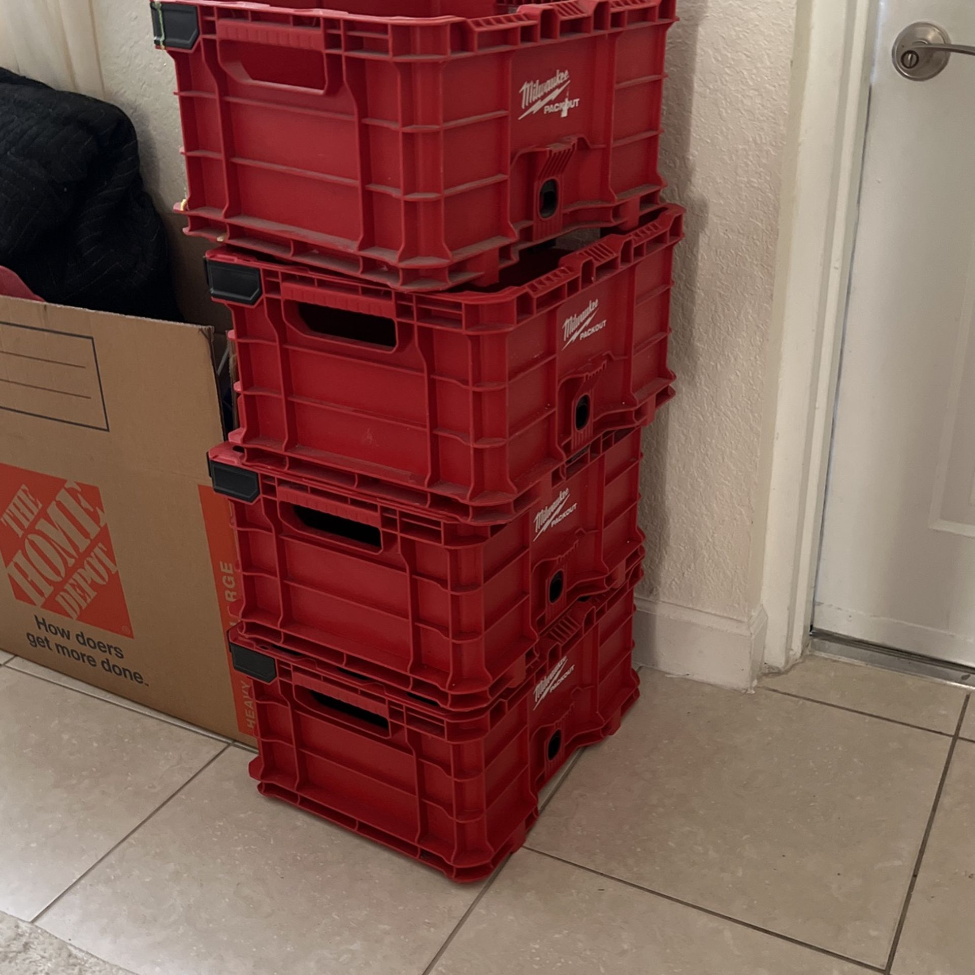 PACKOUT 18.6 in. Tool Storage Crate Bin with Carrying Handles and 50 lbs. Weight Capacity for