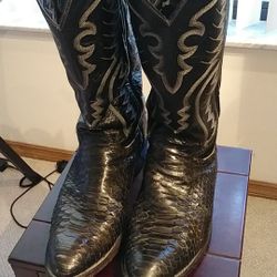 Justin black python cowboy boot