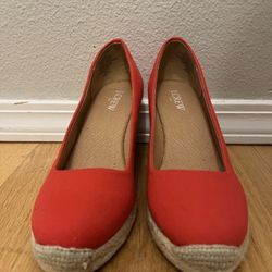 J Crew Red Espadrilles Wedge Seville Size 6.5
