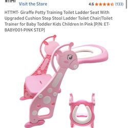 HTTMT- Giraffe Potty Training Toilet Ladder Seat With Upgraded Cushion Step Stool Ladder Toilet Chair/Toilet Trainer for Baby Toddler Kids Children In
