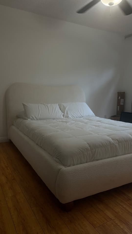 Curved Boucle Platform Bed Frame Custom Made (Queen)