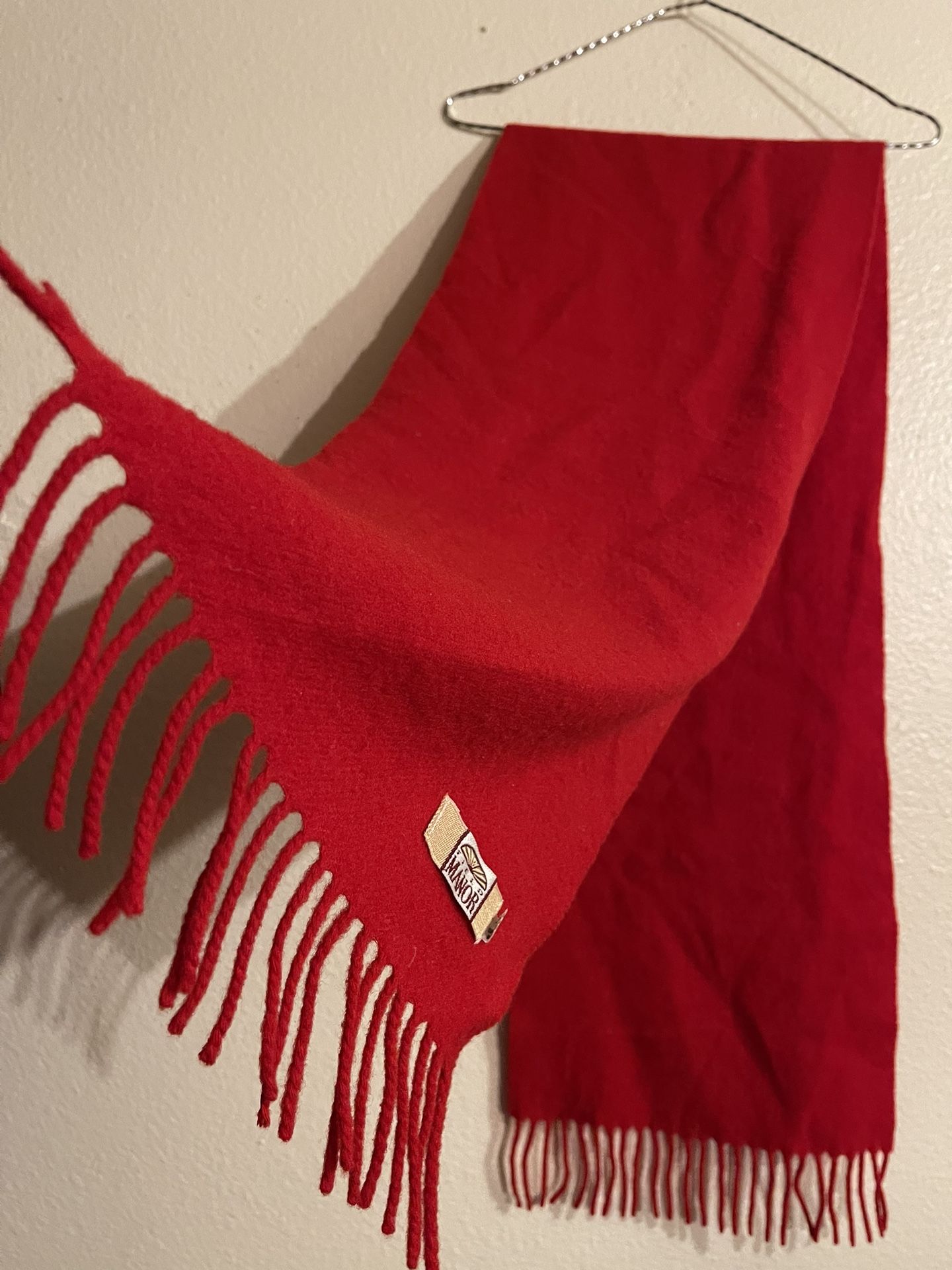 100% Wool Made In Italy Red Shawl Scarf