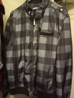 Members Only black and gray plaid Large