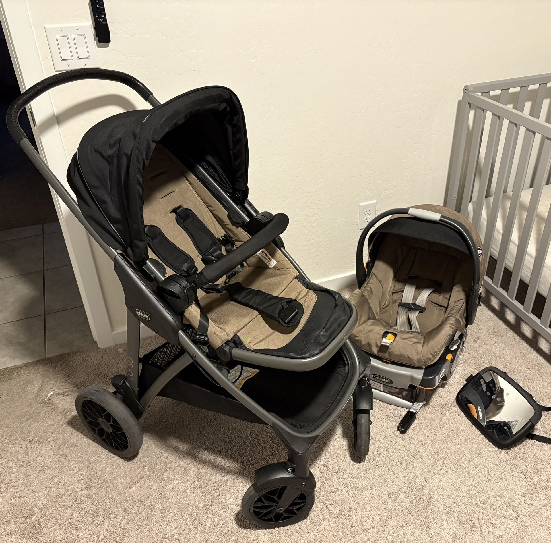 Baby Car Seat, Mirror and Stroller