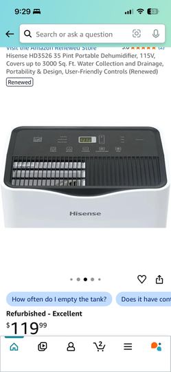 Hisense Portable Dehumidifier