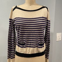 Purple Stripes Top With Hood - Size Small