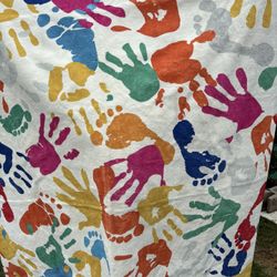 Colorful Hands & Feet Prints Rug 7 ft x 5 ft 