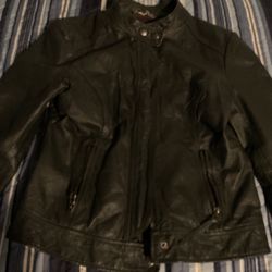 Dark Grey Ladies Leather Jacket Size Medium 