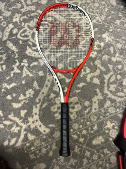 Red And White Wilson Federer Tennis Racquet + Bag