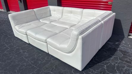 CHATEAU D’AX CONVO WHITE LEATHER MODULAR SECTIONAL SOFA by ZGALLERIE - delivery is negotiable