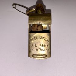 WWII Era REGULATION U.S. ARMY Solid Brass Whistle with Ring Works!