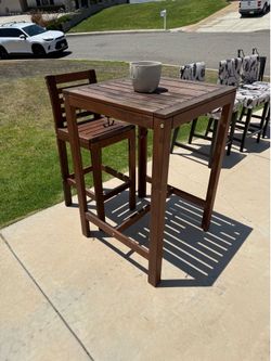 Wood patio outdoor table