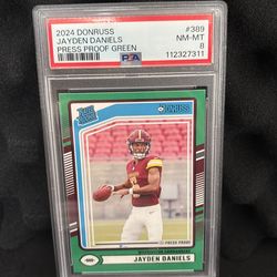 2024 PANINI DONRUSS | PRESS PROOF GREENJAYDEN DANIELS 389 NM-MT PSA 8