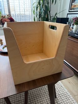 Vinyl Storage Crate, natural wood