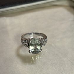 Judith  Ripka 925 prasiolite Gemstone Ring Sz 9