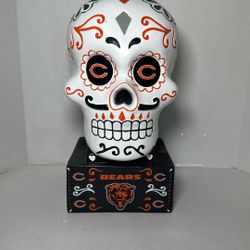 Chicago Bears Sugar Skull Statue Dia De Los Muertos Day of the Dead