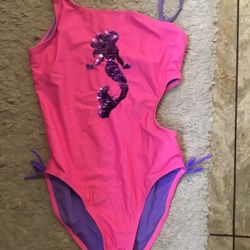 Little Girls Mermaid Sequins Flip Bathing Suit Size 8/10