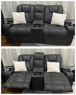 Viking Graphite 83'' Manual Reclining Sofa & 74'' Gliding Console