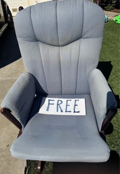 Gray Upholstered Rocking Armchair