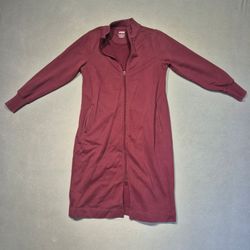 Duluth Trading Co Womens Long Full Zip Sweatshirt Jacket Burgundy Small