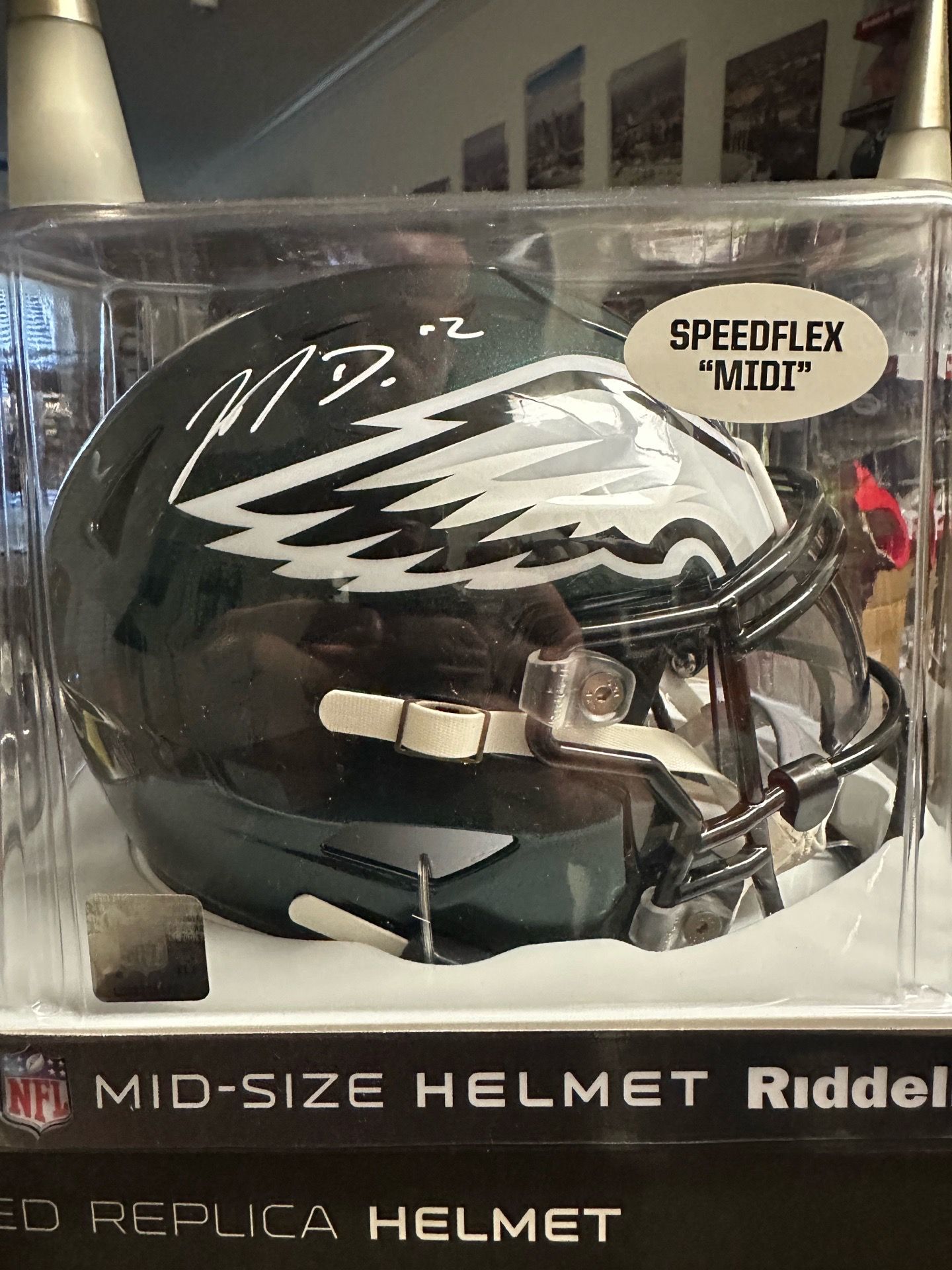 Jahan Dotson Signed Philadelphia Eagles Riddell Speedflex Midi Helmet Beckett