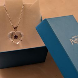 Beautiful Glass and Amethyst Silver Necklace 