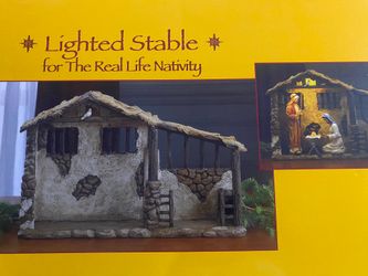 Lighted Stable Nativity Includes Figurines