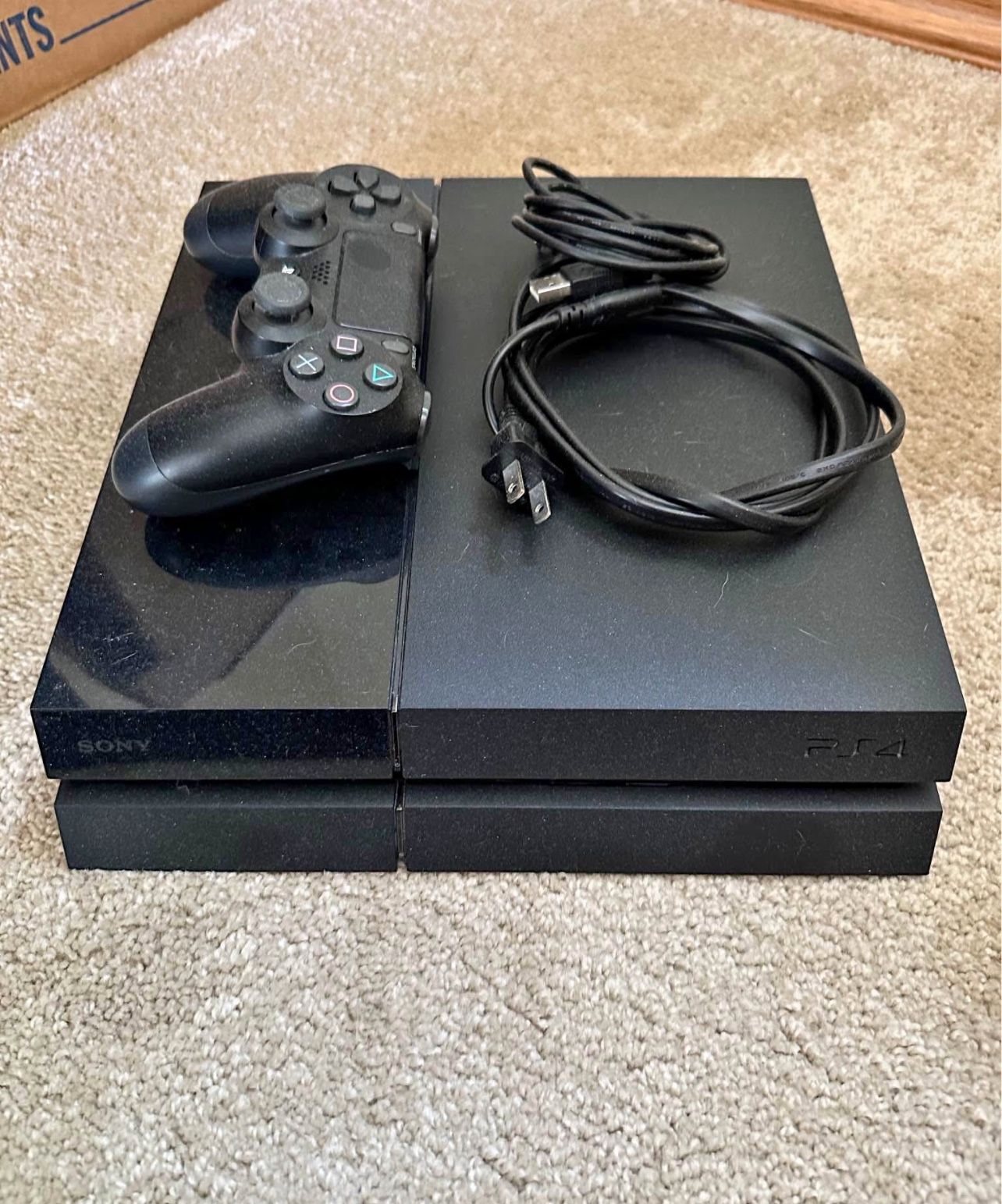 Playstation 4 With Controllers And All The Wires