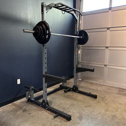 Brand New Squat Rack Power Cage + 170 Lb Olympic Weight Plate Set + Barbell , Home Gym Equipment **FREE DELIVERY**