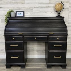 Modern Black Roll top Desk 