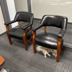 Double Rustic Leather Office Chairs 