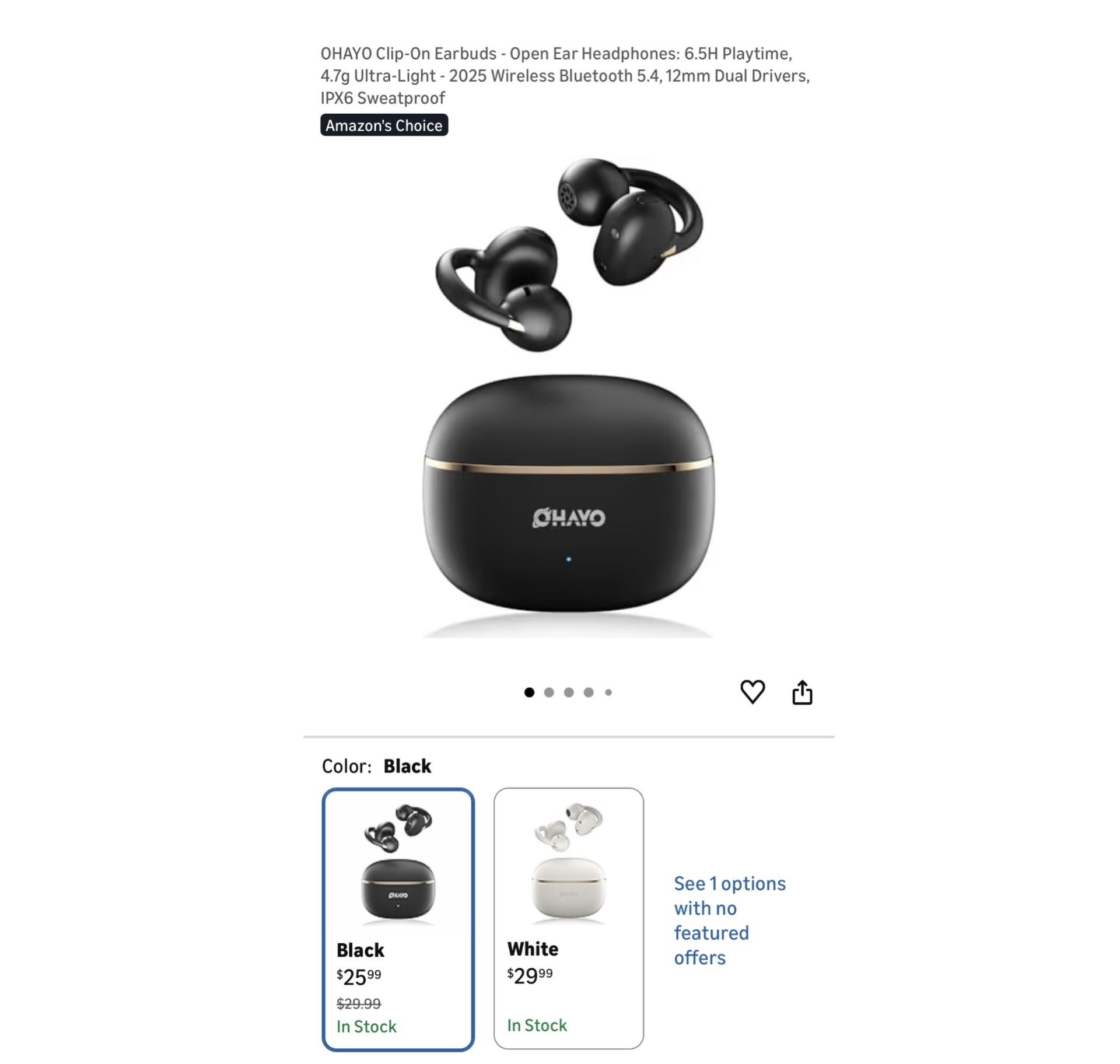 Brand new Clip-On Earbuds - Open Ear Headphones: 6.5H Playtime, 4.7g Ultra-Light - 2025 Wireless Bluetooth 5.4, 12mm Dual Drivers, IPX6 Sweatproof Wh
