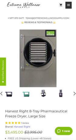 Harvest Right 8-Tray Pharmaceutical Freeze Dryer, Large Size