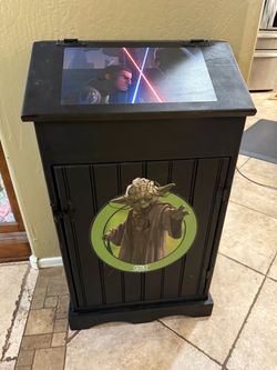 Star Wars Themed Black Wood Storage Cabinet